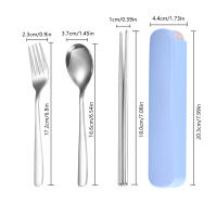 Juego De Ternera De Acero Inoxidable Coreano Con Cuchara Tenedor Y Palillos Para Viajes Portátil Regalo Para Estudiantes - details 1