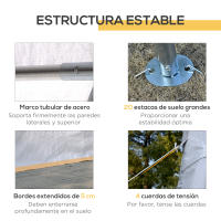 Outsunny Carpa de Jardín Cochera Gazebo 6x4m Pergola Cenador Pabellón 4 Paneles Laterales 6 Ventanas para Fiesta Eventos Bodas Acero PE Blanco - details 4