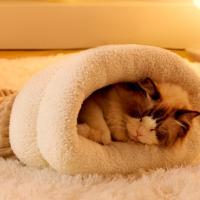Bolsa De Dormir Para Gatos Invierno Grueso Y Suave Nido Caliente Para Perros Y Gatos Jóvenes Funda De Almohada De Mascota Semi-Abierta - details 3