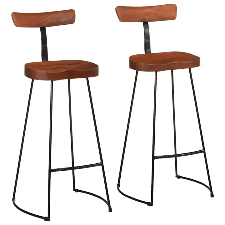 vidaXL Taburetes de barra 2 uds 49x43x103 cm madera maciza mango en color Negro/marrón oscuro y negro/Marrón y más | cómodas modernas ergonómicas para comedor cocina salón hogar - 1