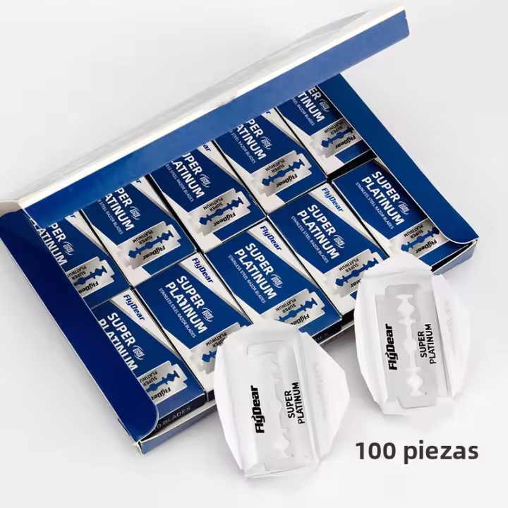 100PCS Hojas De Afeitar De Acero Inoxidable Durable Para Barbearía Cuchilla De Seguridad Doble Hojas De Acero Inoxidable Para Cuchillo De Afeitar - 1