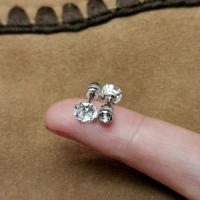 Pendiente De Acero Inoxidable Doble Cristal Circonia Estilo Coreano Para Mujer Pendiente De Cierre De Tornillo Joyería Corporal Antialérgica - details 6