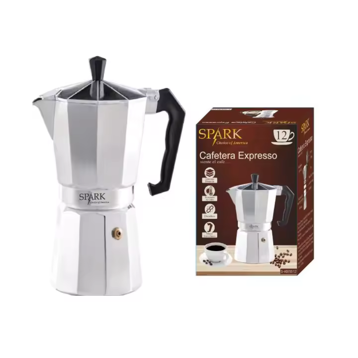 SPARK. Cafetera Expresso Clásica. 12 TAZAS. de Aluminio Premium.  Mango Ergonómico. Café. Italiana. - 1