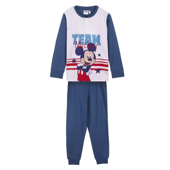 Pijama Manga Larga Mickey Mouse Team Stars Azul Niño - 1