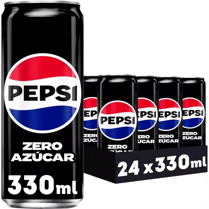 Pepsi Max Zero Azúcar Refresco de Cola 24 Latas x 330 ml, Máximo Sabor, Bebida Gaseosa, Ideal para Compartir y Refrescarte en Cualquier Momento - 1