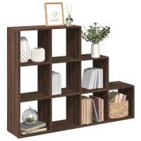 vidaXL Librería divisora 3 niveles madera negra 137,5x29x103,5 cm en color Negro/Marrón roble/Gris hormigón y más - details 1