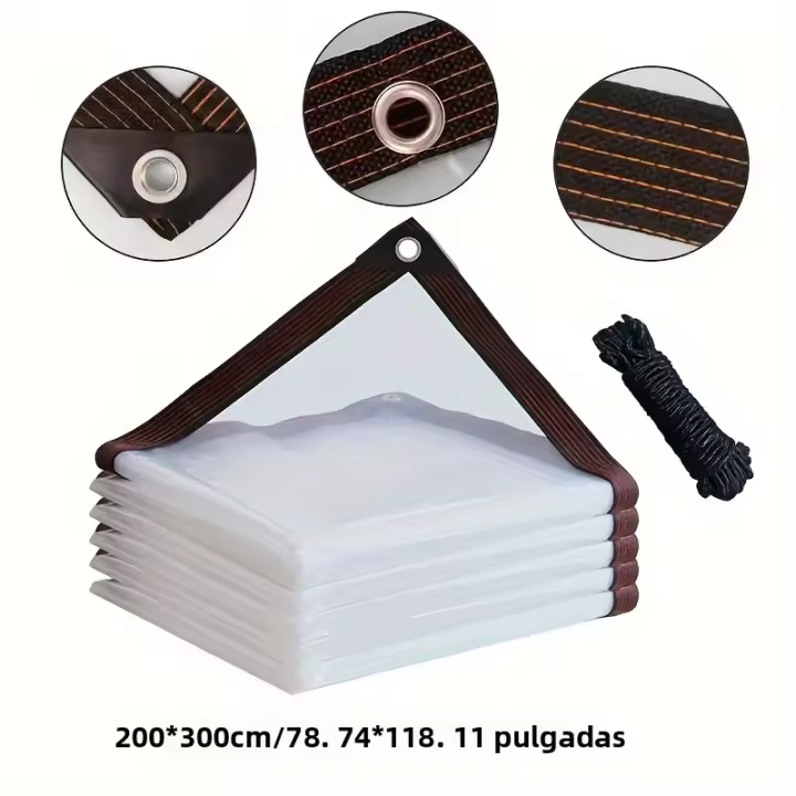 Toldo Transparente Impermeable De Lona Para Jardín Y Balcones Con Anillo De Cable Ideal Para Sombrilla Y Protección Del Invierno - 1