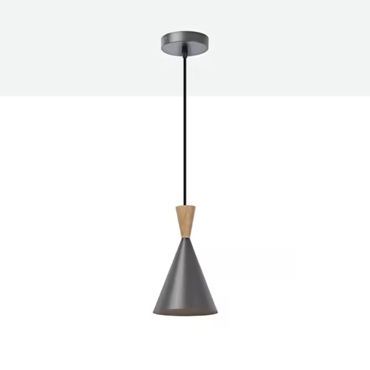 ALPINALUZ Lámpara Colgante de Techo Nórdica de Aluminio con Detalles en Madera - Casquillo E27 para Salón Comedor - 1