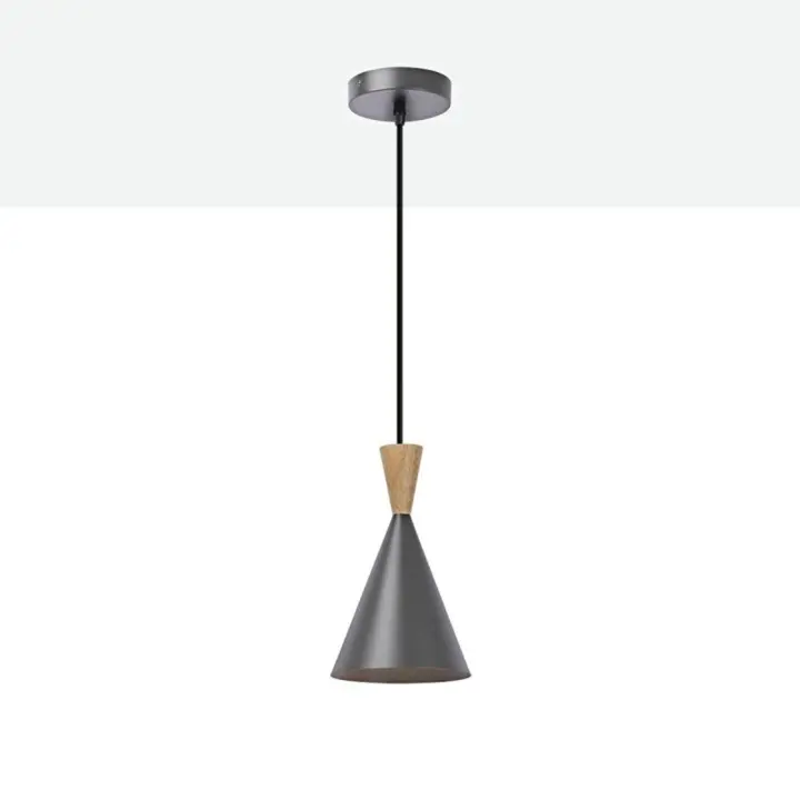 ALPINALUZ Lámpara Colgante de Techo Nórdica de Aluminio con Detalles en Madera - Casquillo E27 para Salón Comedor - 1