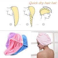 Toalla Para Secado Rápido De Pelo De Microfibra Coral Super Absorbente Turbante Para Secado Del Pelo Envoltura Rápida - details 5