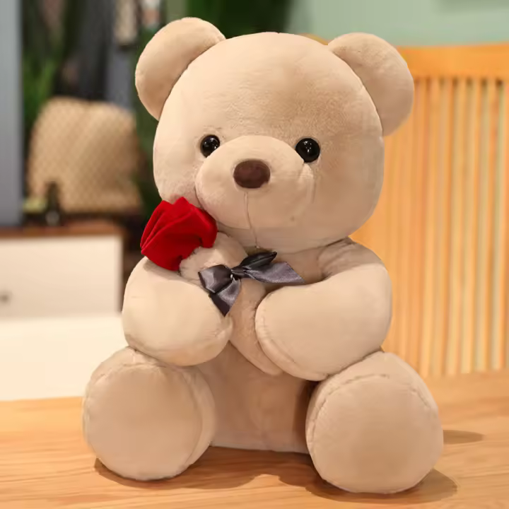 Oso De Peluche Con Rosas Lindo Regalo De San Valentín Para Mujer Cumpleaños Juguete De Algodón PP Para Niñas Y Niños Edad Recomendada 3-6 Años - 1