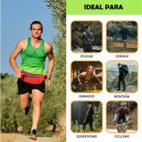 Bolsa Cintura Deportiva, Riñonera Ajustable con Cremallera, Hombre Mujer Mochila Cinturón Color Puro, Bolsa Riñonera Deporte Elástico Running Belt, Soporte para Teléfono 24*13cm - details 5