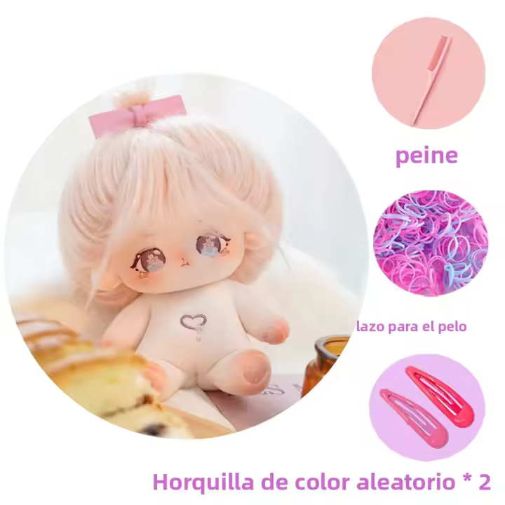 Muñeca De Algodón Rosa De 20cm Juguete De Peluche Kawaii Para Niñas Muñeca Personalizable Para Fiestas De Cumpleaños DIY Cosplay Unisex - 1