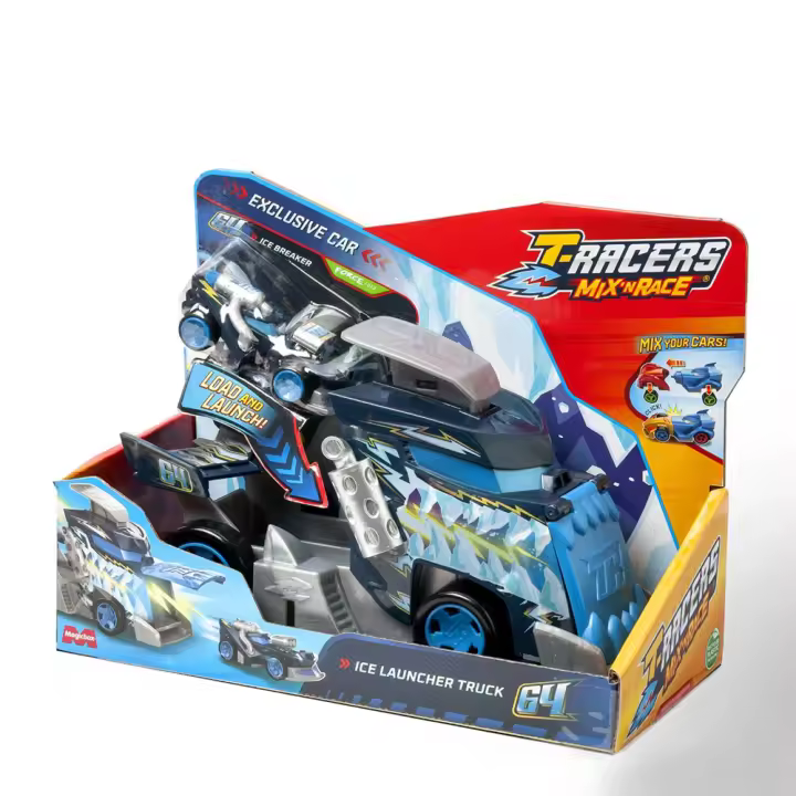 Lanzador Launcher Truck T-Racers Mix ‘N Race  (Ice Truck o Fire Truck) incluye coche y banderas 10x16,8x22,5cm - Modelos surtidos (Magic Box PTRSP116IN50) - 1