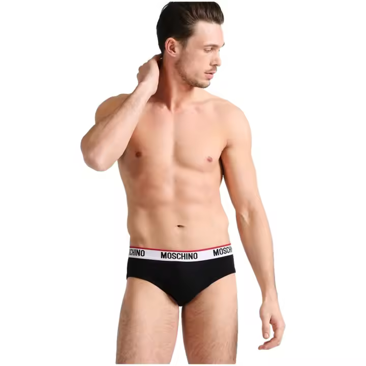 Pack 2 Slips MOSCHINO con Logo y Vivos en Contraste Color Negro - 1