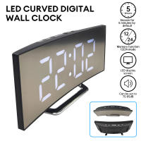 Reloj De Alarma Digital LED Con Espejo Pantalla Curva Para Estudiantes Dormitorio Sala De Estar Oficina Escuela Función De Sueño Temperatura - details 0