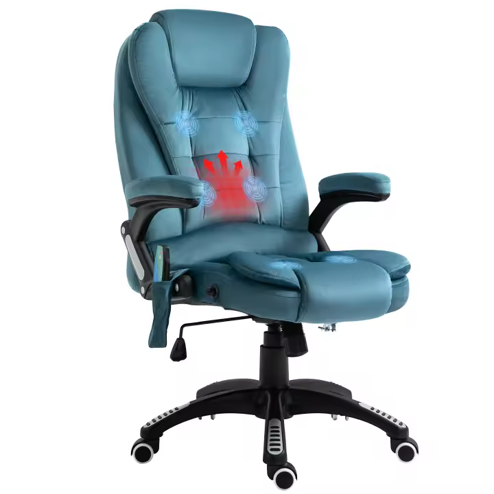 Vinsetto sillón de oficina sillón de masaje con función de calor sillón ejecutivo con función de masaje silla giratoria de altura regulable silla gaming ergonómica masaje 68 x 72 x 110-120 cm - 1