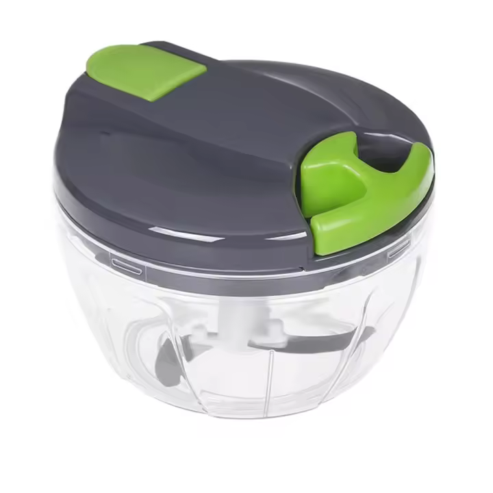 Mini picadora, picadora de alimentos de 900 ml, picadora manual de cebolla de silicona PP, máquina picadora de hilo manual, picadora de ajo portátil para alimentos desmontable, picadora de verduras - 1