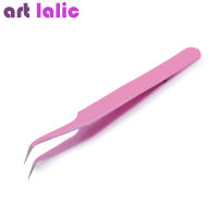 2pcs Pinzas De Aliento De Acero Inoxidable Rosa Recta Y Curva Herramientas De Recogida Para Arte De Uñas Y Manicura - details 1