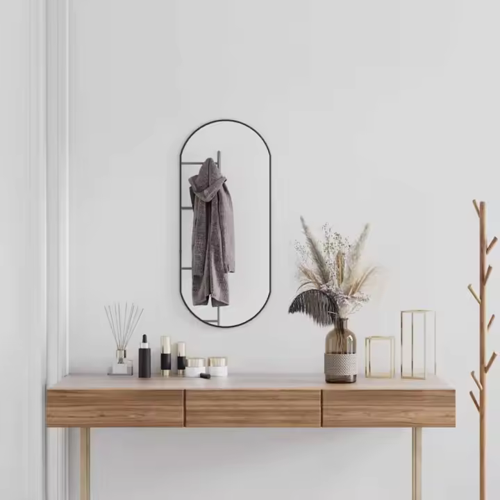 Espejo de pared ovalado negro 80x35 cm - 1