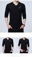 Camiseta De Manga Larga Para Hombre Estilo Casual Slim Fit Con Cuello En V Moda Harajuku Ropa Deportiva Camisetas Top Para Todas Las Estaciones - details 10