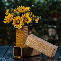 Bonito Portador De Flora Pequeño Vaso Flor Moderno Maceta De Cesta Tulipán Algas Marinas Alto Hecho De Paja Tejida Para Flores - details 5