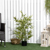 HOMCOM Planta Artificial de Bambú con Maceta 90 cm Bambú Artificial con 504 Hojas Realistas Decoración para Salón Hogar Exterior Ø15x90 cm Verde - details 3