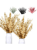 10/20PCS Hojas De Eucalipto Artificiales Ramas Plantas Falsas Para DIY Coronación De Navidad Boda Año Nuevo Fiesta Decoración De Mesa Hogar - details 4