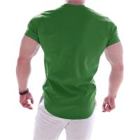 Camiseta De Verano Para Hombre Alta Elasticidad Ajustada Rápida Secado Bajo Hem Curvado Camisetas Casuales De Color Sólido Para Fitness - details 5