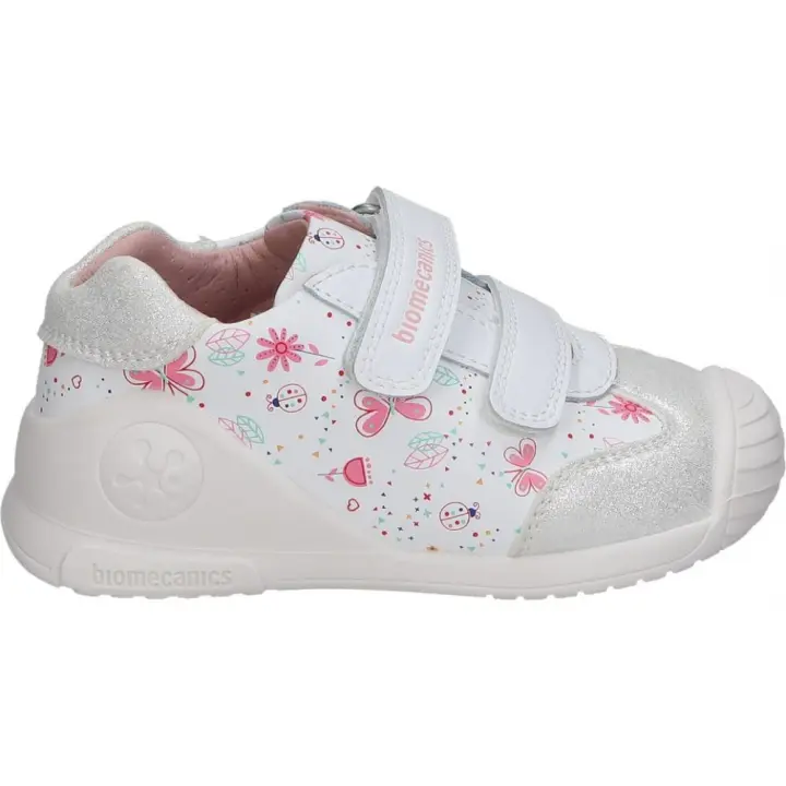 BIOMECANICS | Zapatillas Biomecanics para Niña – Deportiva en Color Blanco con Detalles – Zapatillas con Doble Velcro – Máxima Sujeción – Respetuosas con el Pie – Cómodas y Versátiles – Combinables – Modelo 252100B - 1