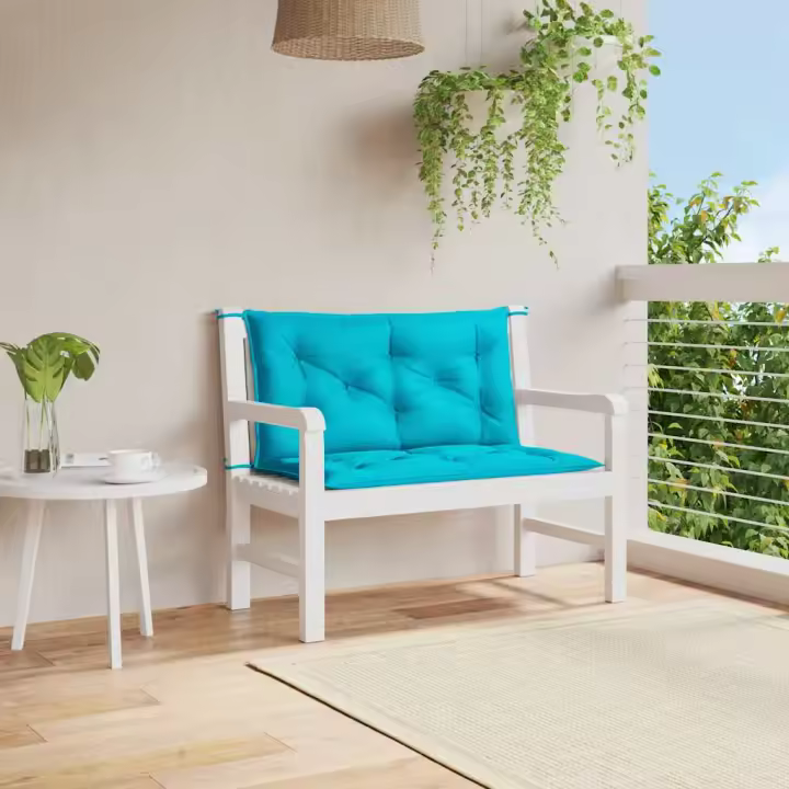 Cojines para banco de jardín 2 uds tela turquesa 100x50x7 cm - 1