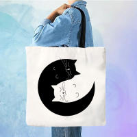 Bolso De Hombro Para Mujer Durable Y Casual Con Dibujos De Gatos Bolso De Compras Y Playa Reutilizable De Lino Unisex - details 3