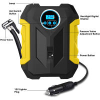 Inflador de neumáticos Digital para coche, bomba de compresor de aire portátil de 150 PSI, con lámpara LED, para bicicletas y motocicletas - details 6