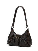 Bolso De Hombro Retro Y2K Estilo Maillard Pliegue Con Clavos Para Mujer Material PU De Moda Y Tendencia Con Cierre De Cremallera - details 2