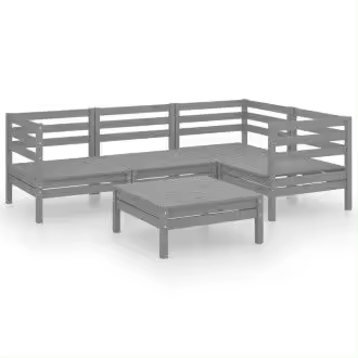 VIDAXL 3082694 juego de muebles para exteriores hecho de madera maciza de pino color gris de 5 piezas - 1