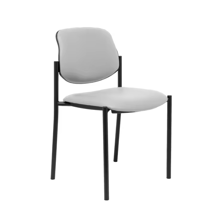 Piqueras Y Crespo Silla Fija Villalgordo Similpiel Gris Chasis Negro - Diseño Elegante y Ergonómico para Hogar, Sala de Espera y Recepción - 1
