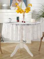 Mantel De Encaje Blanco Redondo Con Patrón De Flor Y Vinado Para Decoración De Sala De Estar Y Comedor Estilo Moderno - details 2