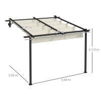 Outsunny Pérgola de Pared Cenador de Jardín con Techo Retráctil de Poliéster y Marco de Acero para Celebraciones Fiestas Bodas Crema y Gris Oscuro - details 3