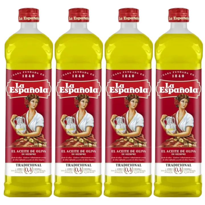 4ud Aceite de oliva LA ESPAÑOLA suave 0,4º botella 1 litro - 1