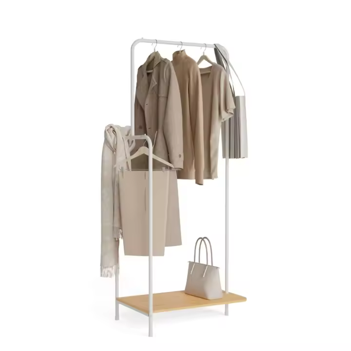 Newlux Perchero Burro Hangy Wood 100  Hasta 18kg con Zapatero, Resistente, 2 Alturas - 1