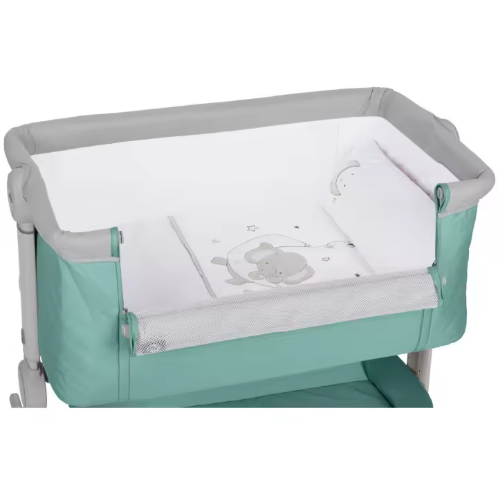Minicuna Colecho Comfy Menta + textil Elefante - 1