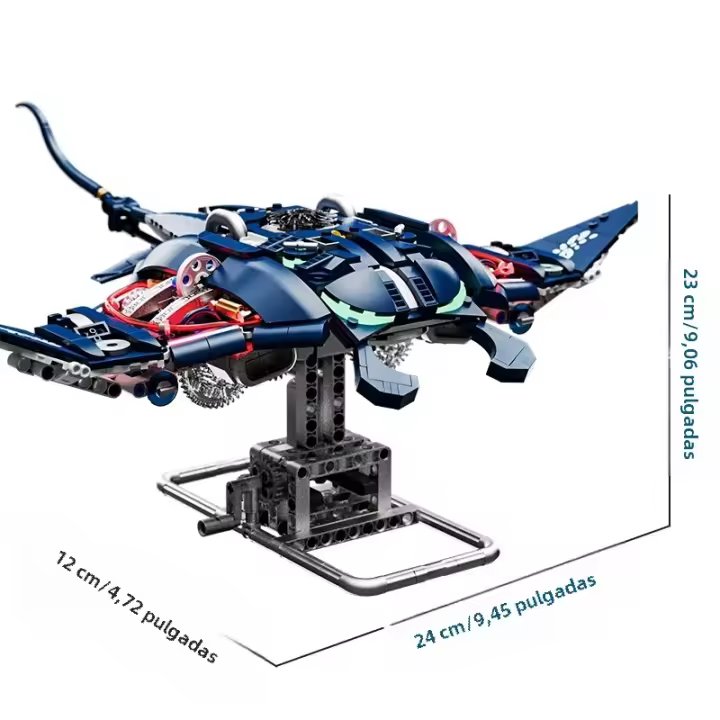 Bloques De Construcción Creativos De Manta Rayo Mecánica Técnica Mobulidae Vida Marina Para Niños Modelo De Bloques Pequeños Regalos De Cumpleaños Y Navidad - 1