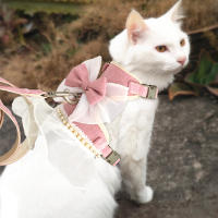 Set De Correa Y Arnes Para Gato Con Diadema Vestido De Princesa Para Chihuahua Y Teddy Gatos Pequeños De Nylon Tallas XS/S/M Colores Rosa/Azul - details 13