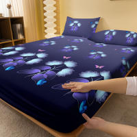Sábana Ajustada Moderna Y Sencilla Con Estampado De Plantas Flores Y Mariposas Mate Para Dormitorio Sin Almohadillas Ni Fundas De Cojín - details 2