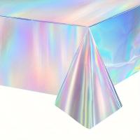 Mantel Desechable De Láser Arcoíris Para Fiestas, Film De Aluminio Plástico, Adecuado Para Cumpleaños Y Bodas - details 3