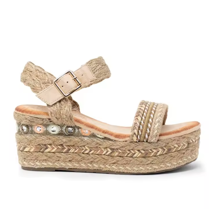 Sandalias plataforma mujer KTEY 523 725 SANDALIA CUÑA YUTE ESPIGA BEIGE 32577 24V - 1