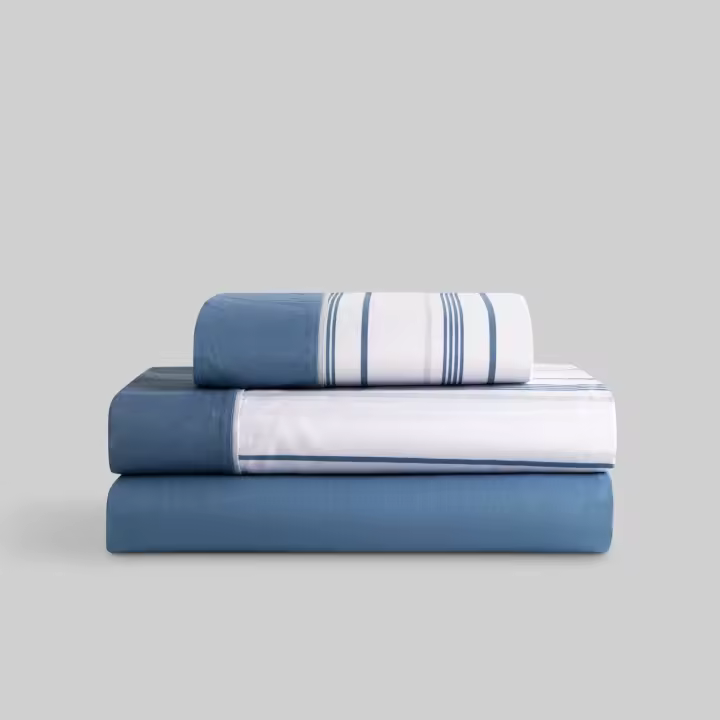 Llartextil Juego de Sábanas Karamelo Urian Azul - Línea Limpia y Colorida - 1