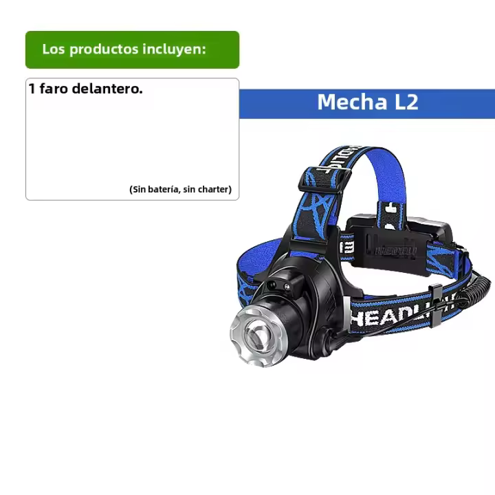 Linterna Frontal LED De Alta Potencia 900W 3000000LM Con Luz De Pesca Al Aire Libre Recargable Por USB Y Zoomable Para Camping Y Trabajo - 1