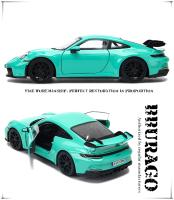 Modelo De Coche De Lujo Bburago 1:24 Porsche 911 GT3 En Verde Fluorescente Y Gris Aleación Colección Juguete Regalo Cumpleaños - details 4