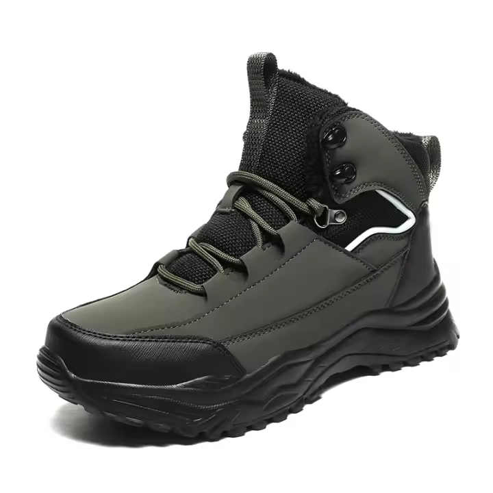 Botas De Piel De Peluche Para Hombre Botines De Invierno Impermeables Con Cubierta Hasta El Tobillo Suela De EVA Cómodas Para Exterior Y Casual - 1